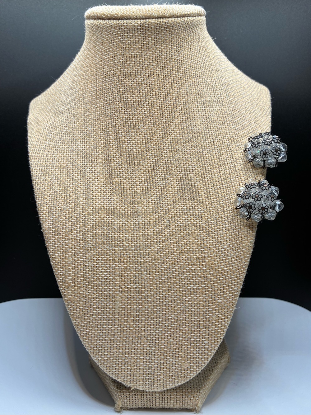 Vintage Signed Laguna Crystal Cluster Clip-On Earrings